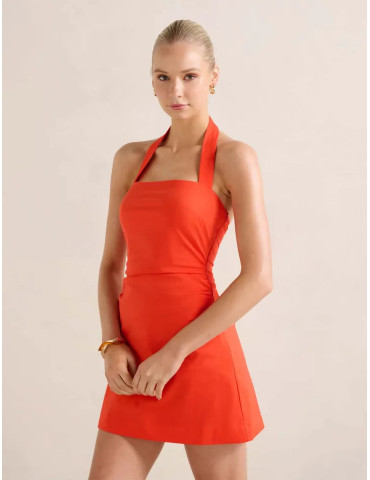 Imogen Stretch Cotton Halter Mini Dress