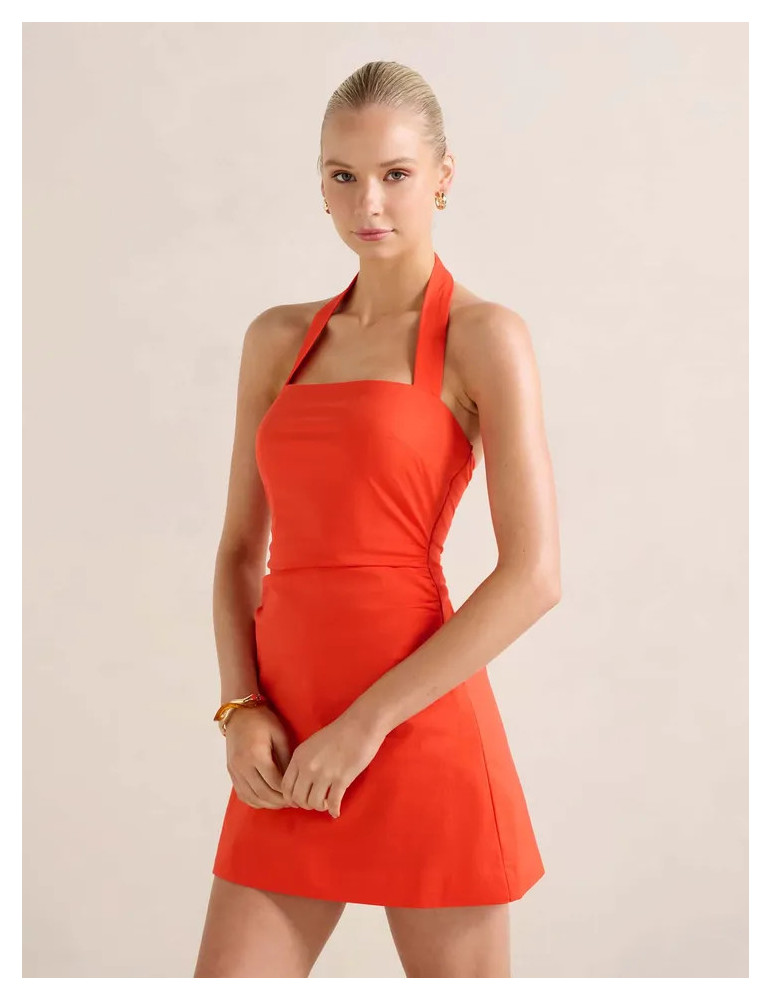 Imogen Stretch Cotton Halter Mini Dress