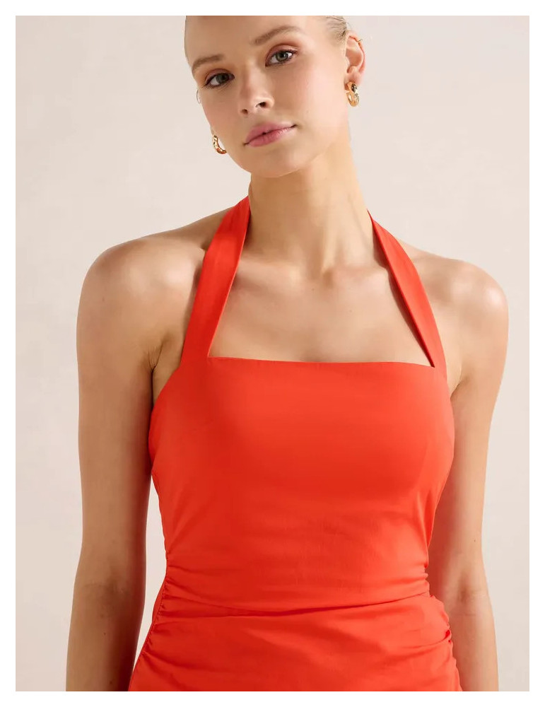 Imogen Stretch Cotton Halter Mini Dress
