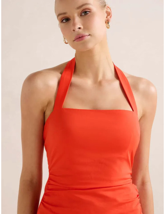 Imogen Stretch Cotton Halter Mini Dress