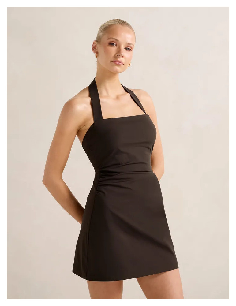Imogen Stretch Cotton Halter Mini Dress