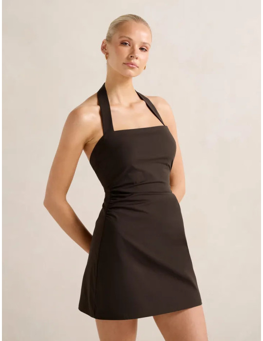 Imogen Stretch Cotton Halter Mini Dress