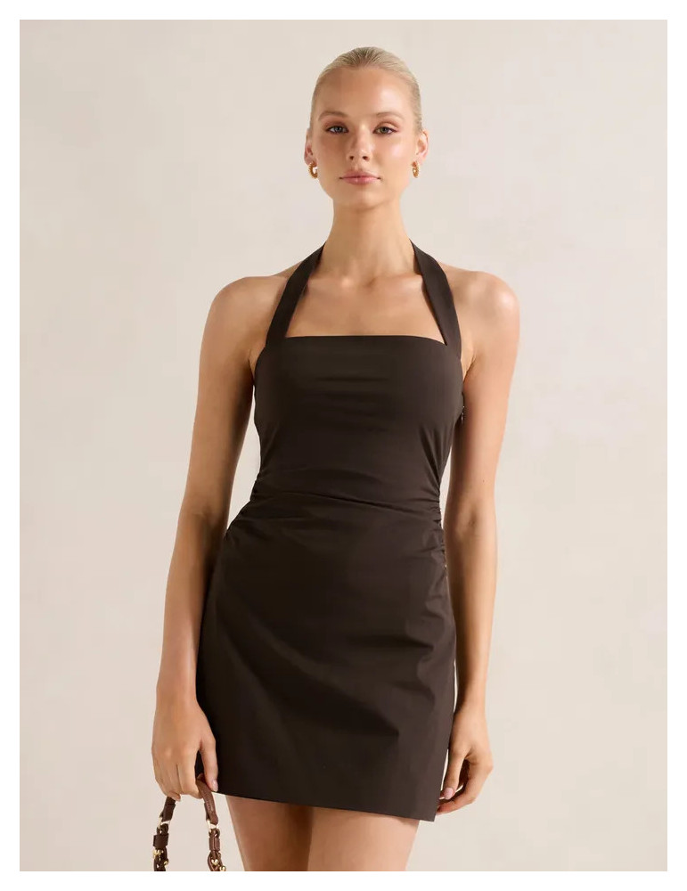 Imogen Stretch Cotton Halter Mini Dress
